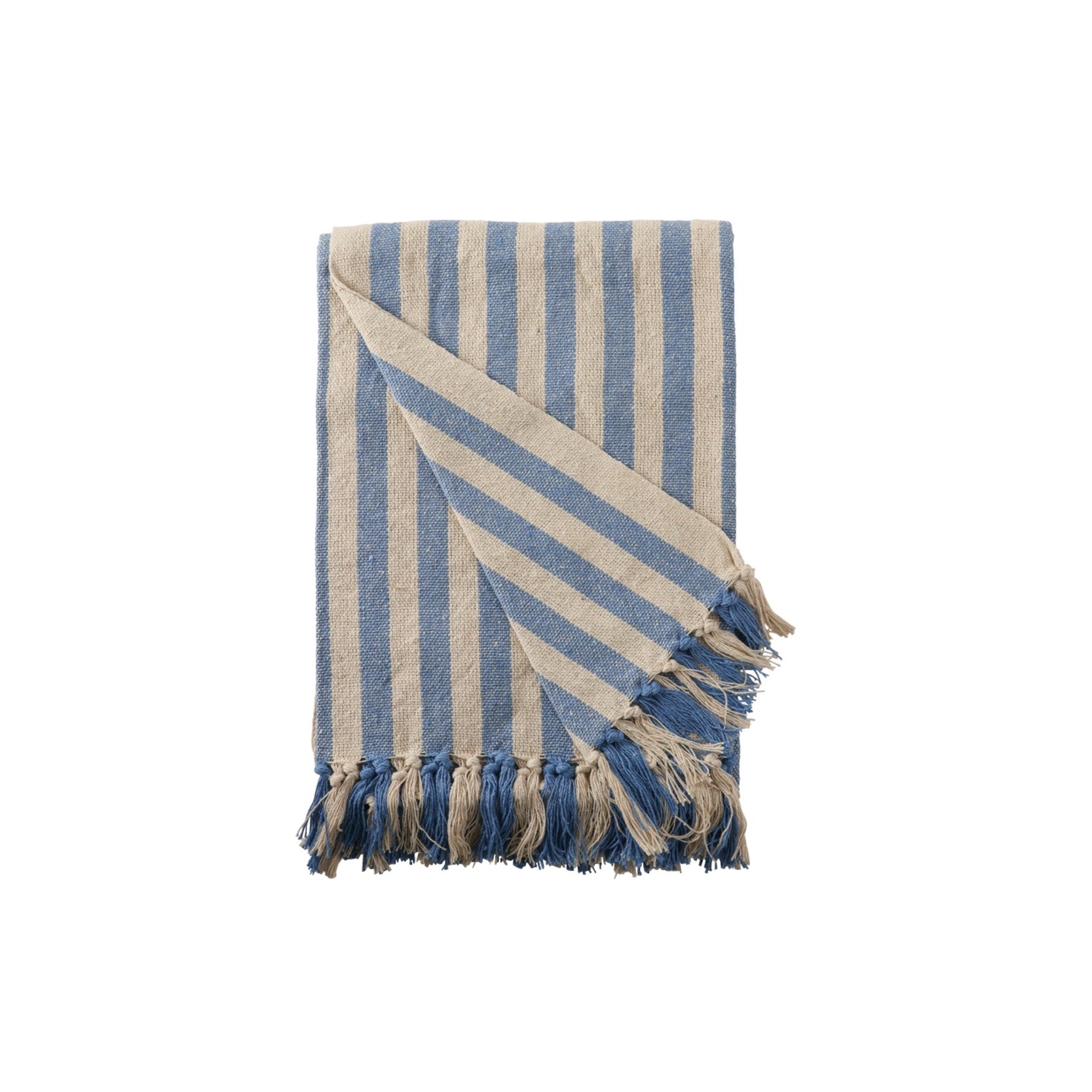 Decke I gestreift natur - blau