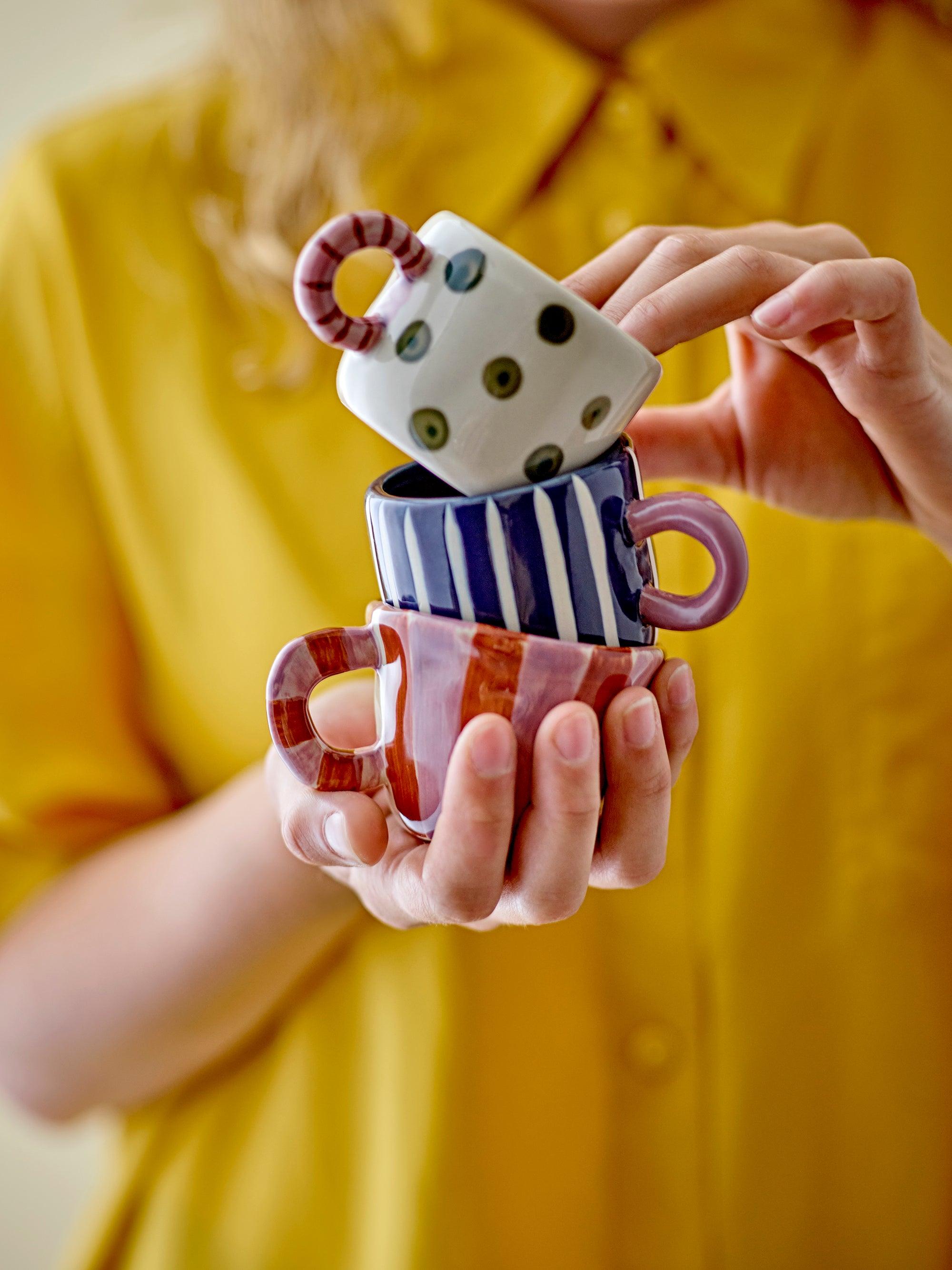 Tasse mit Streifen I dunkelblau