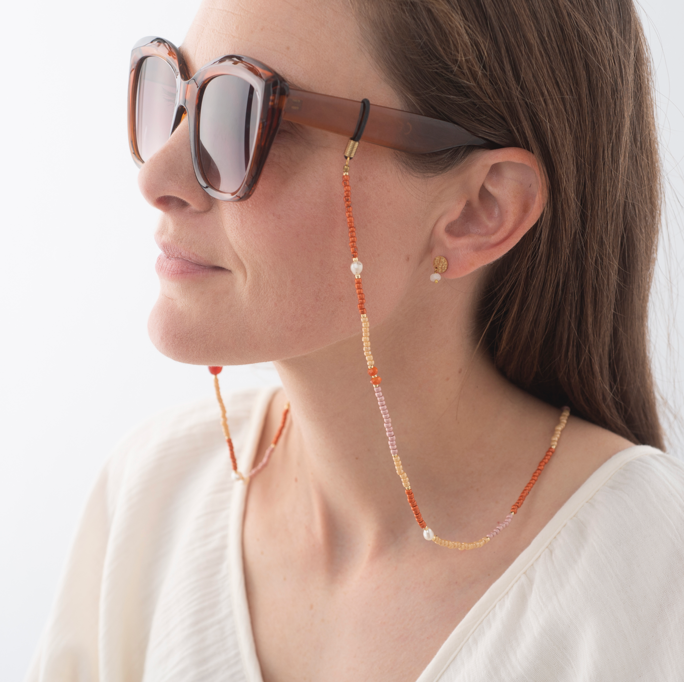 Sonnenbrillenkette Karneol-Edelsteinen