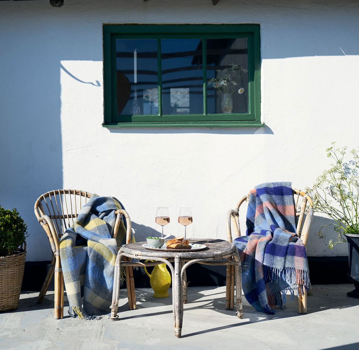 Wolldecke I blau kariert