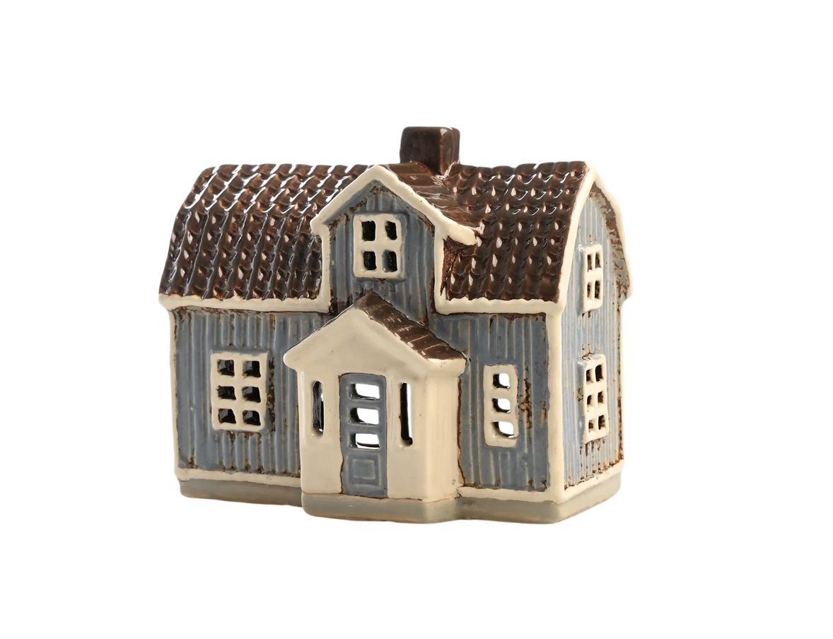 Teelicht-Haus I hellblau