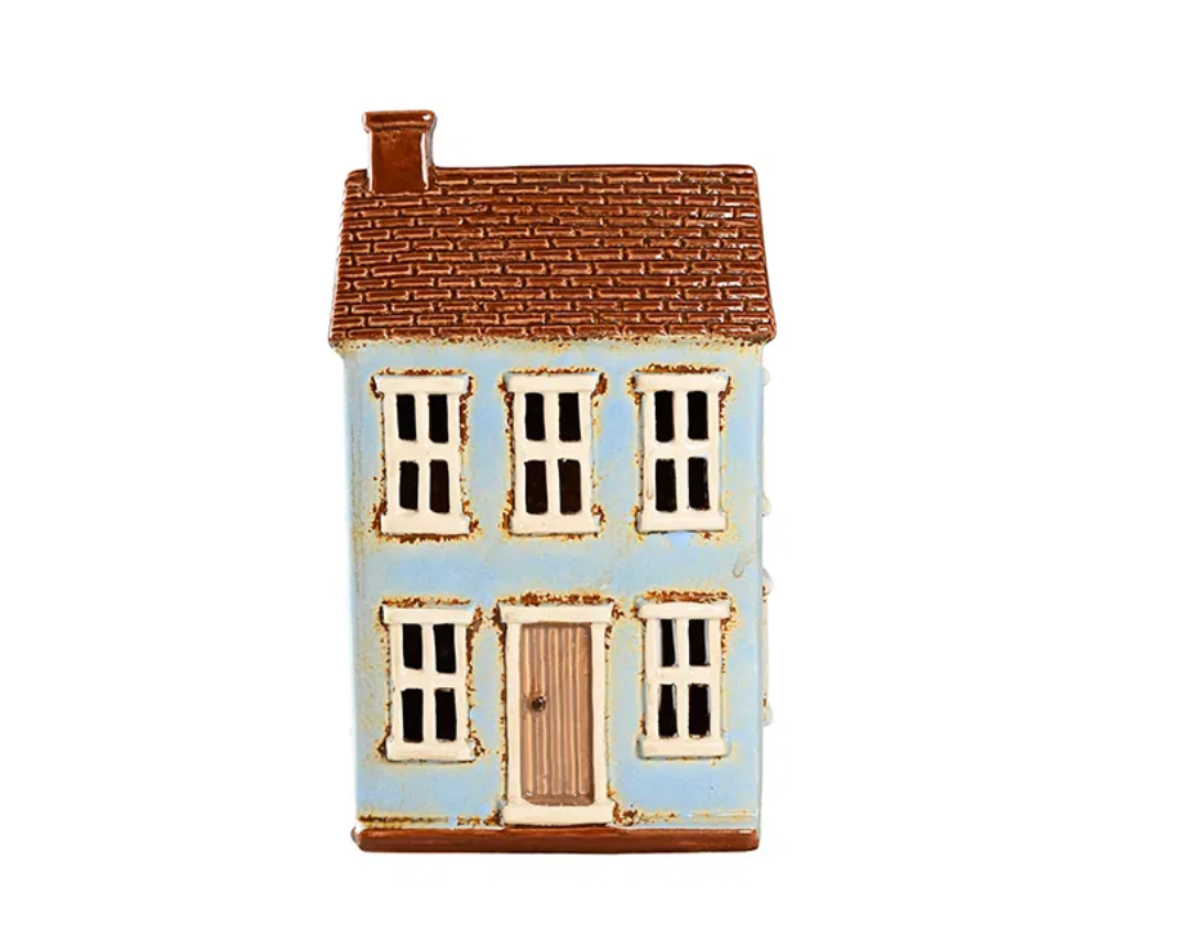 Teelicht-Haus I hellblau
