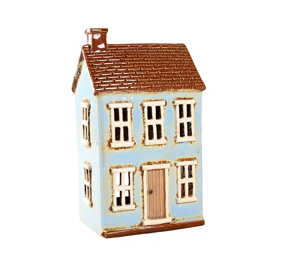 Teelicht-Haus I hellblau