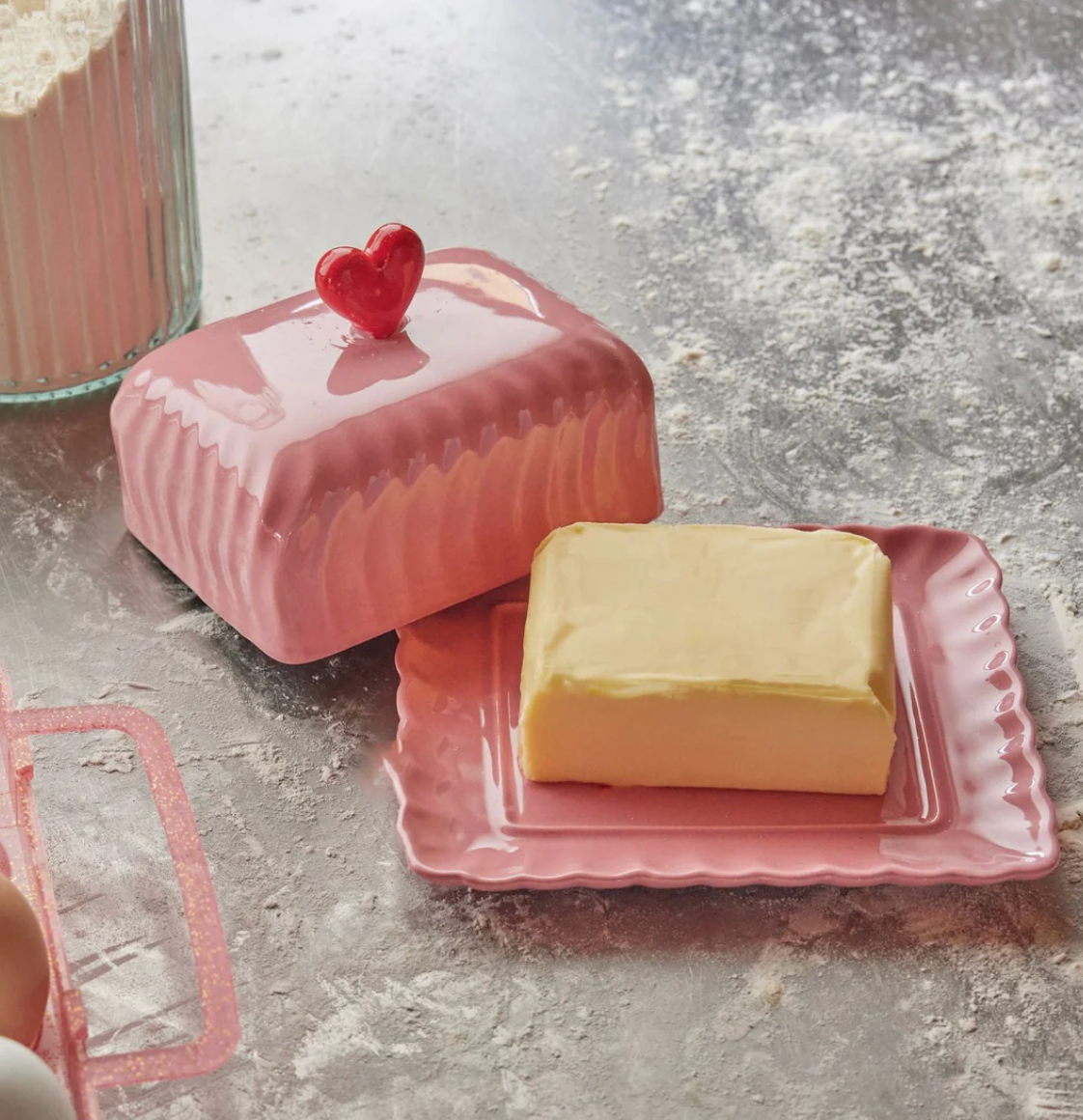 Keramik Butterdose mit Herz