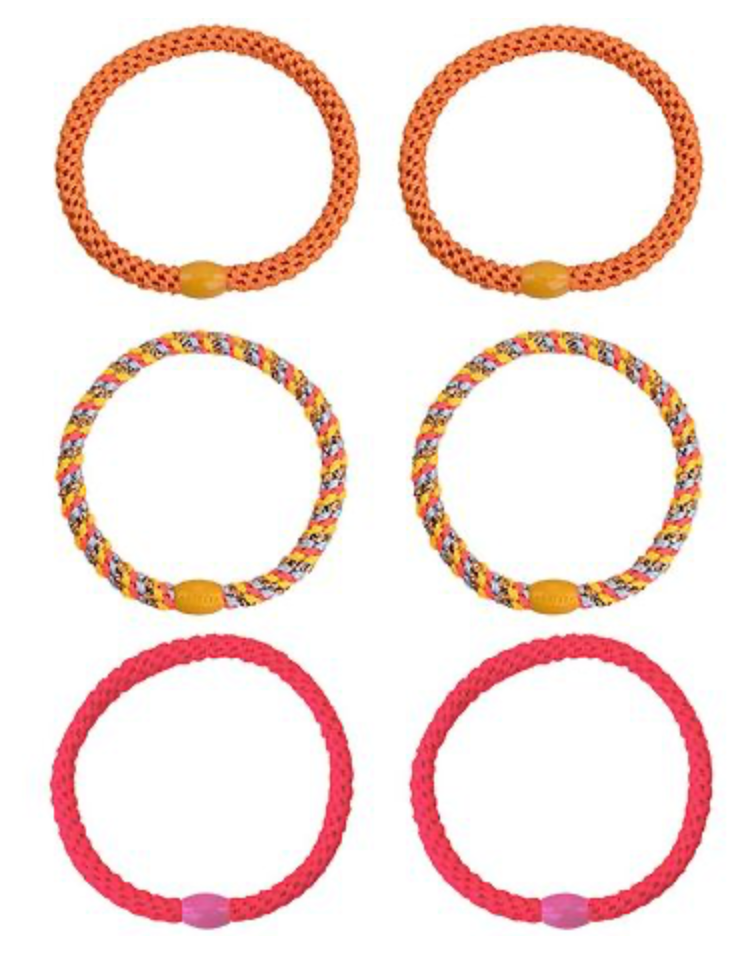 Kknekki Haargummis - 6er-Pack - Slim - Pink/Orange