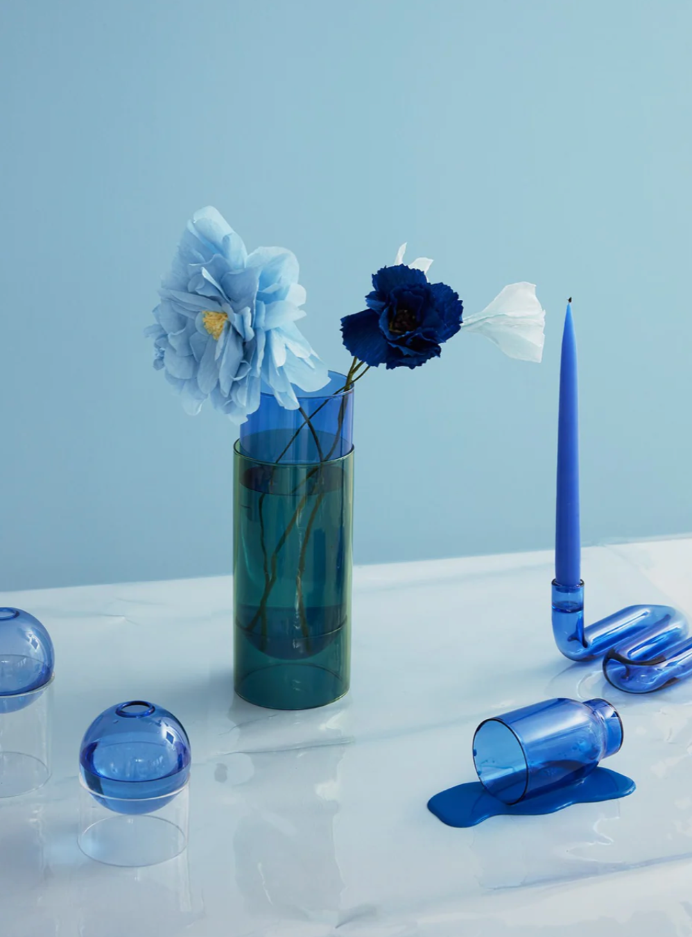 Papierblume PFINGSTROSE I Blau