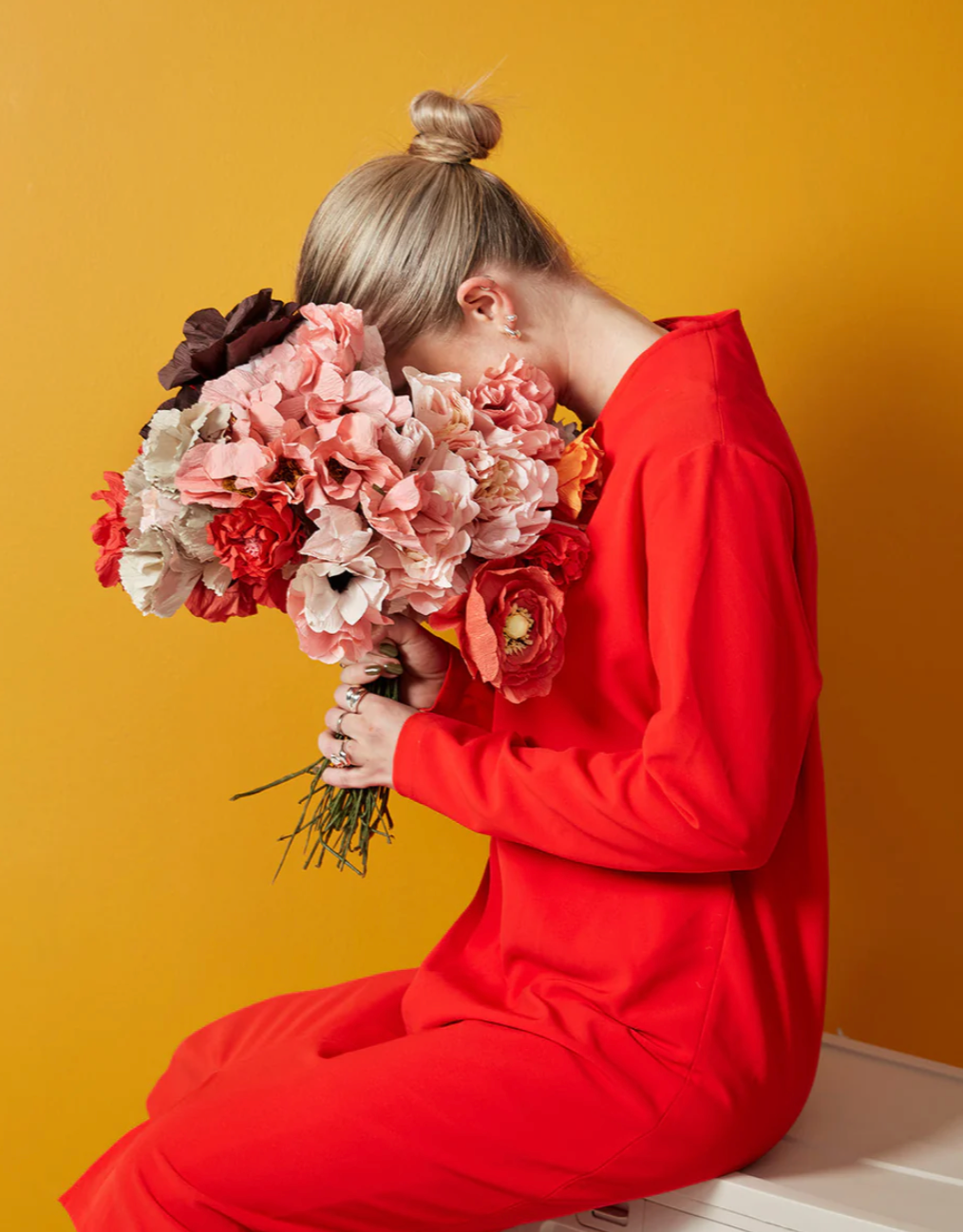 Papierblume Poppy I rot
