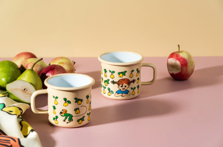 Pippi Langstrumpf Emaille Becher I  Birnen