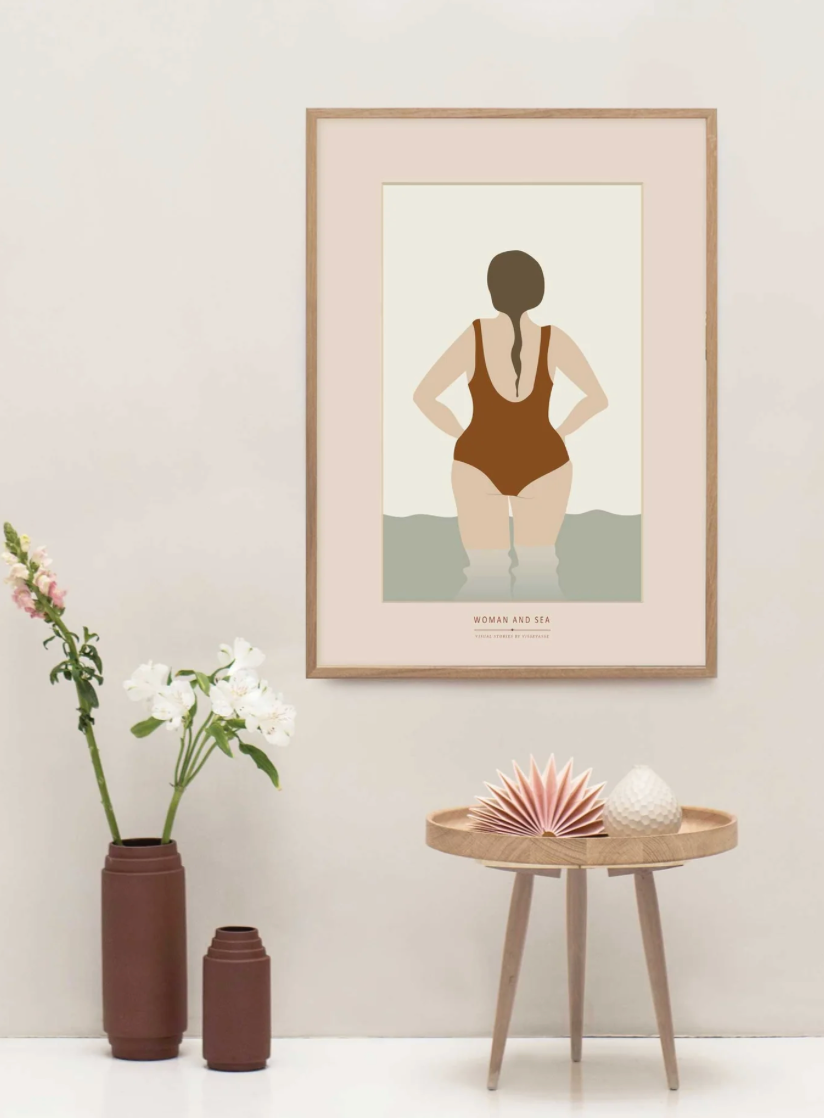 POSTER I FRAU AM MEER