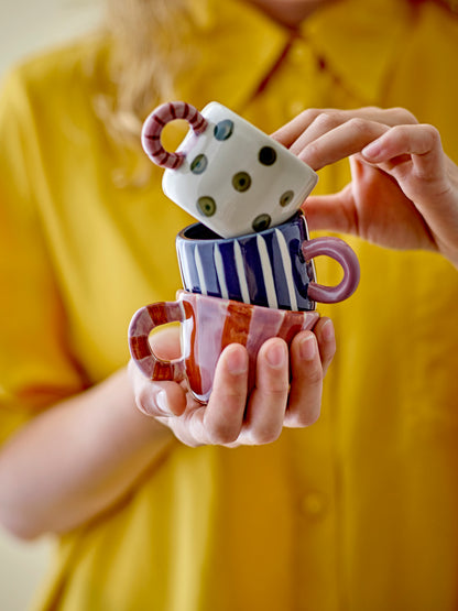 Tasse mit Streifen  I dunkelblau