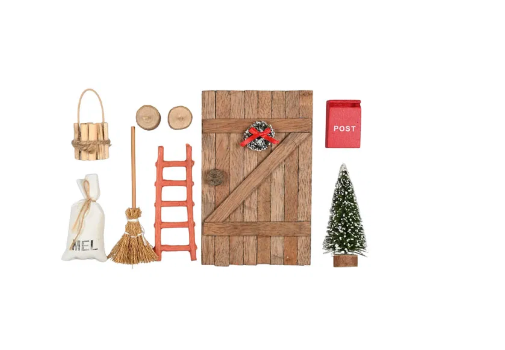Wichteltür-Set aus Holz, 9-teilig mit Zubehör