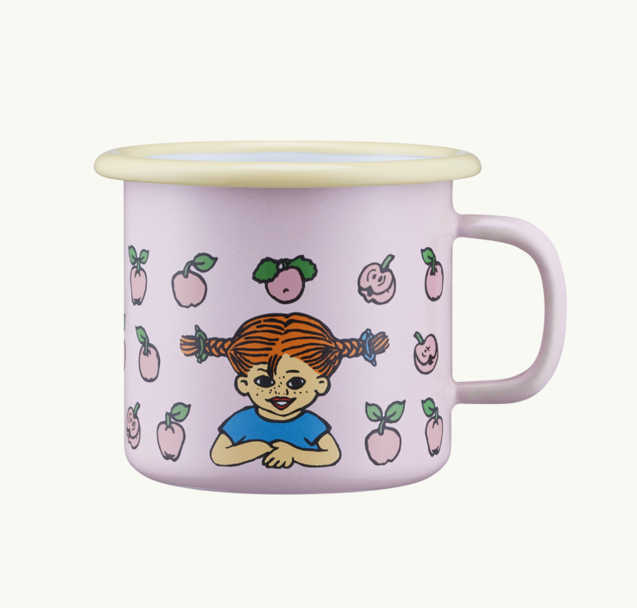 Pippi Langstrumpf Emaille Becher I  Apfel