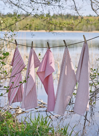Geschirrtuch I rosa gestreift Lin
