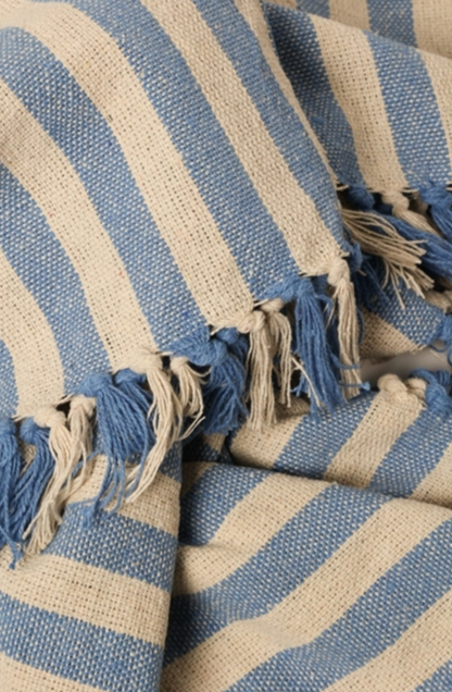 Decke I gestreift natur - blau