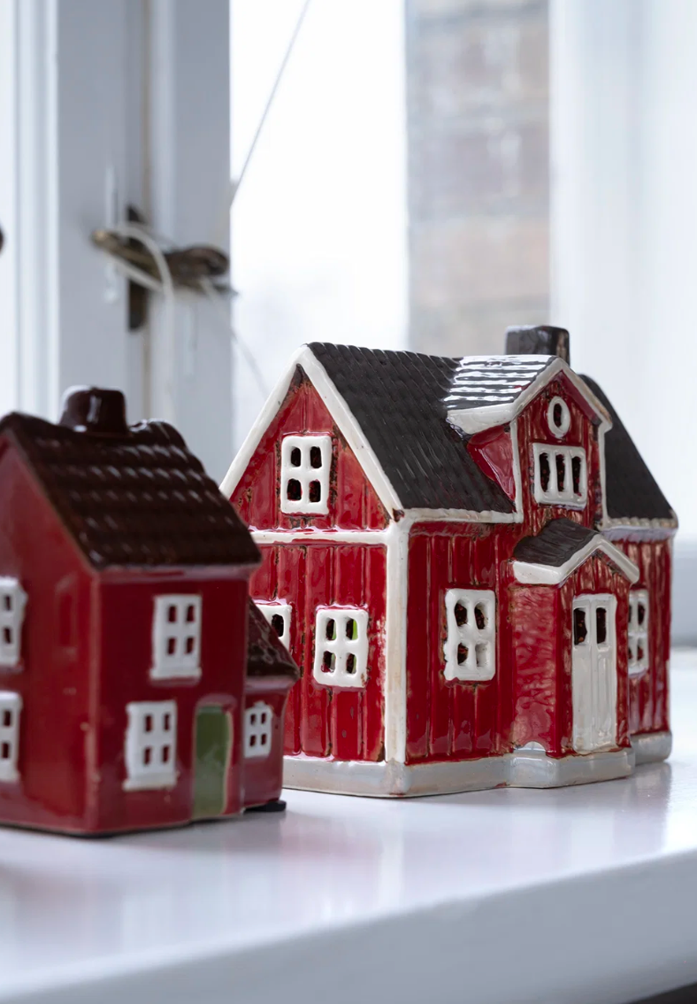 Teelicht-Haus Schweden I rot