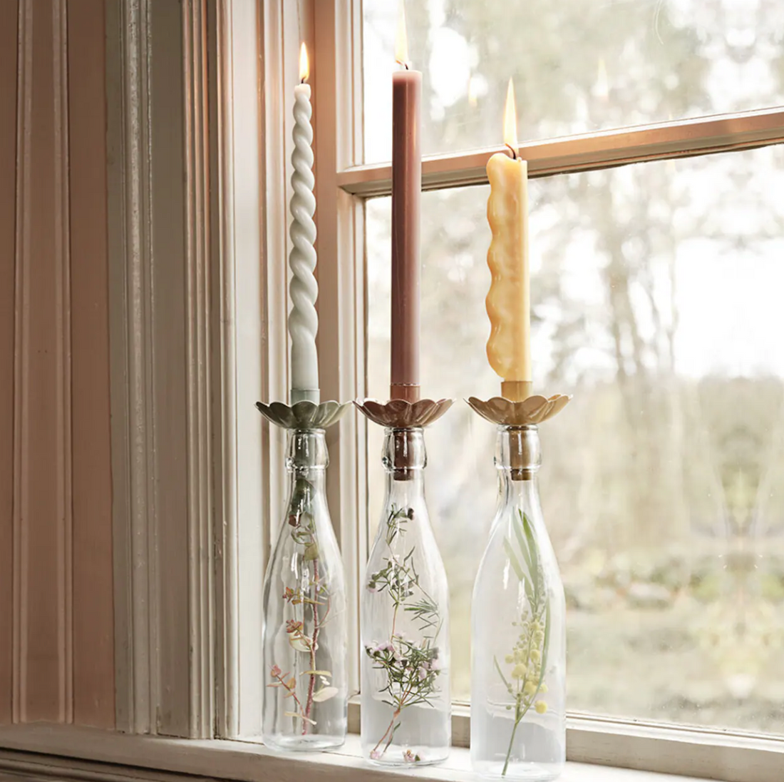 Flaschen Kerzenhalter I creme