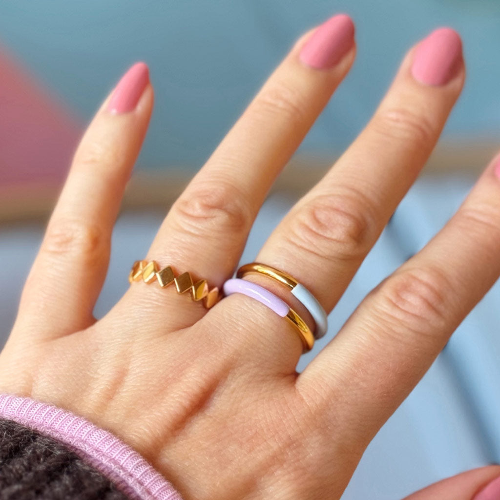 Doppelfarbiger Ring I hellblau - gold